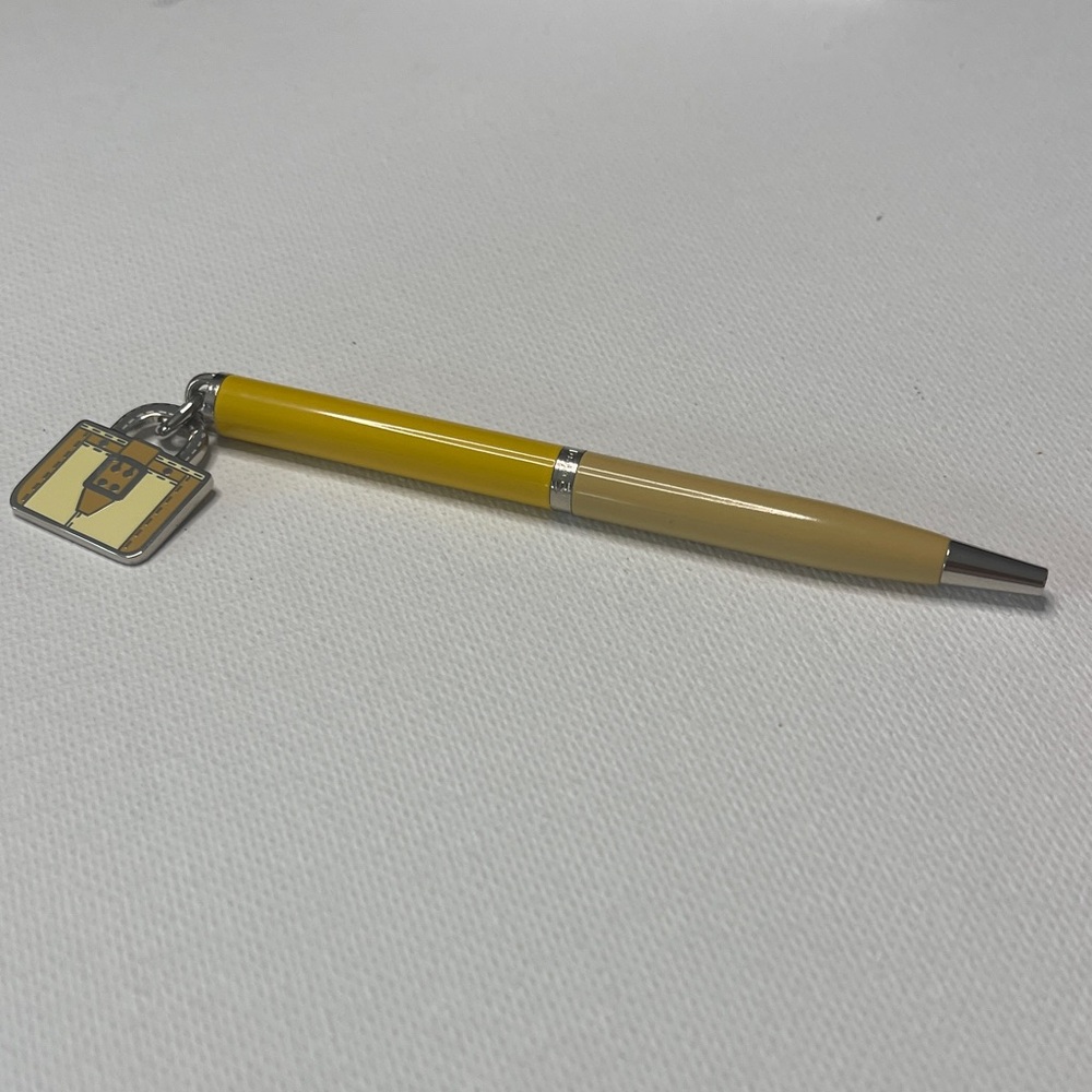 Coach Yellow and Tan Pen with Coach Yellow Purse Charm